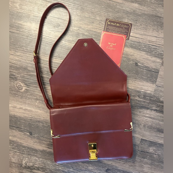 Authentic Cartier Vintage Burgundy Crossbody Bag Mastline Bordeaux-EUC - Picture 12 of 15